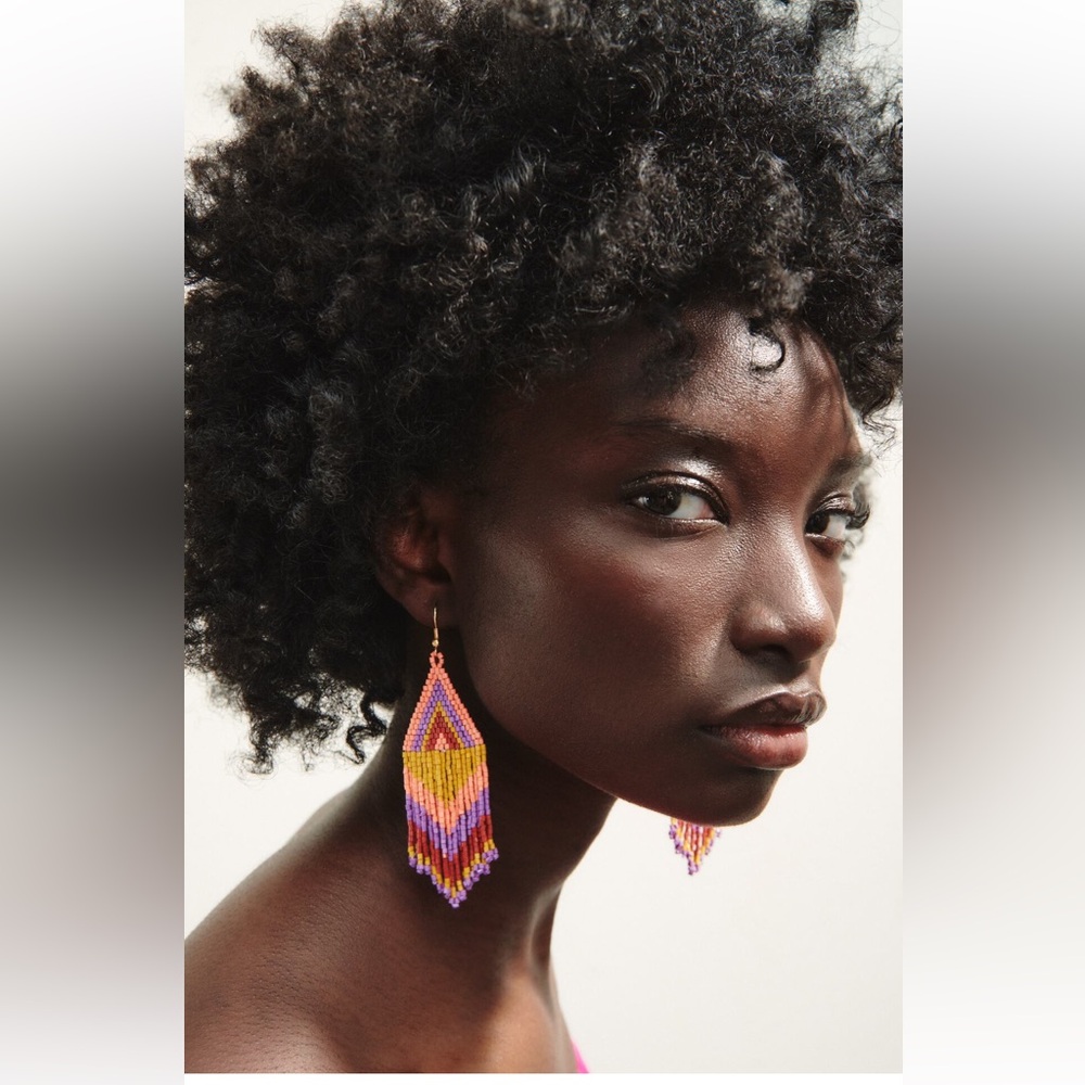 Zara beaded fringe earrings